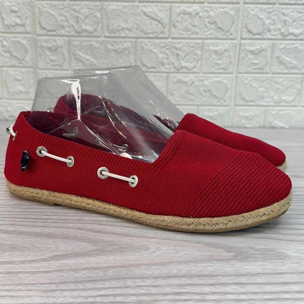 Nautica Rudder Shoes WMNS 7.5 Red Rudder Espadrille Flat Loafer Stretch Slip On